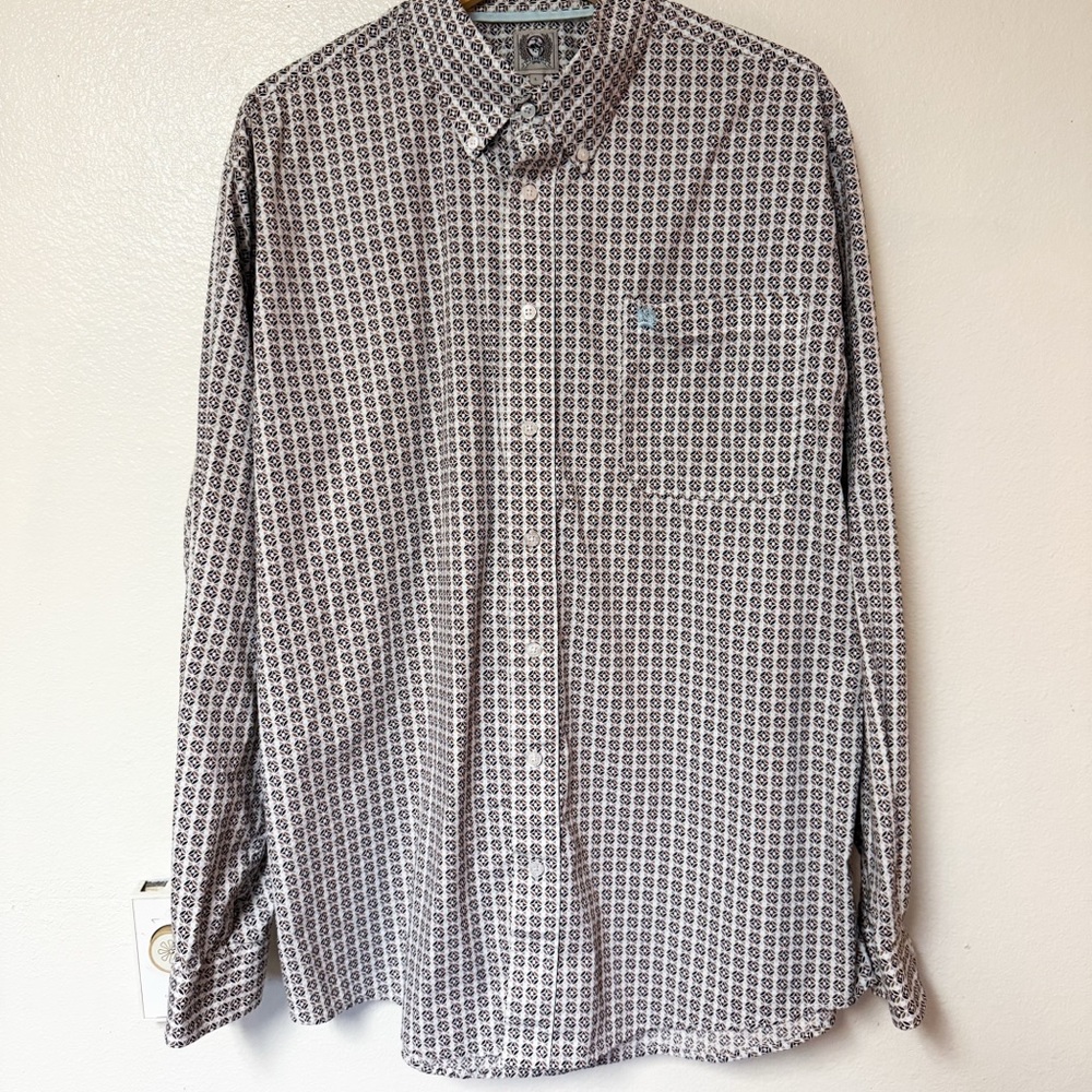Cinch Men's Black and White Geometric Shirt